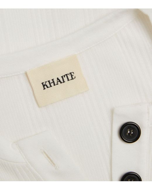 Khaite White Cotton-blend Janelle Henley Bodysuit