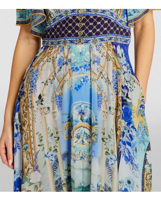 Camilla Blue Silk Printed Maxi Dress