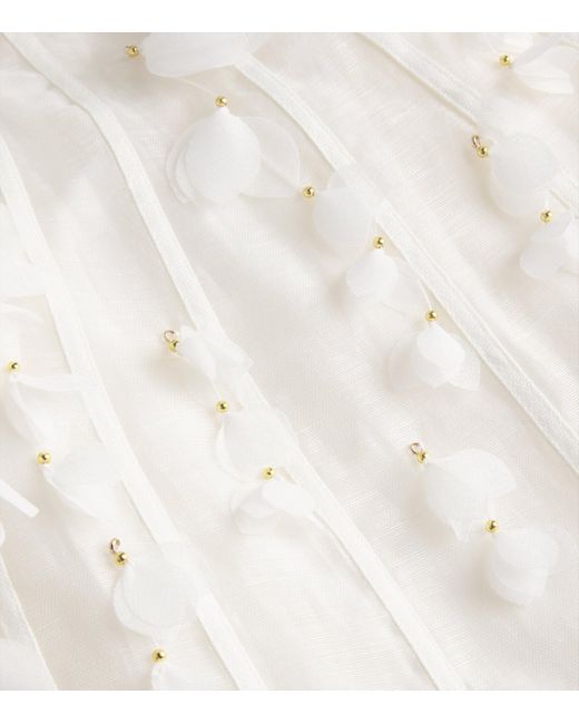 Zimmermann White Linen-Silk Petal Midi Dress