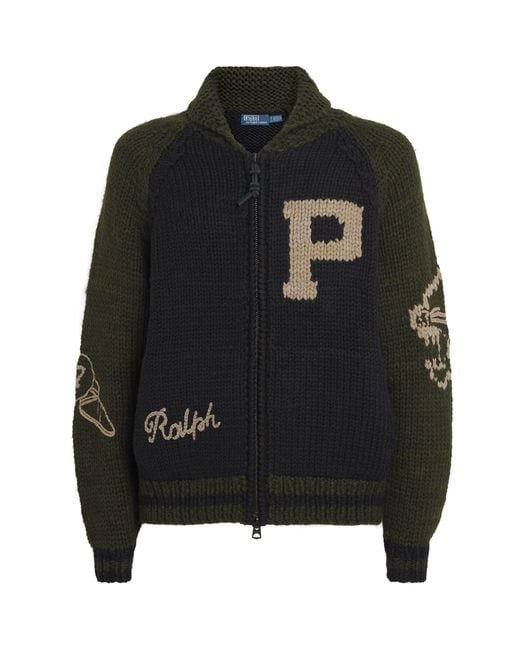 Polo Ralph Lauren Black Wool Varsity Cardigan for men