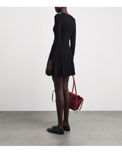 Sandro Black Pleated Knit Mini Dress