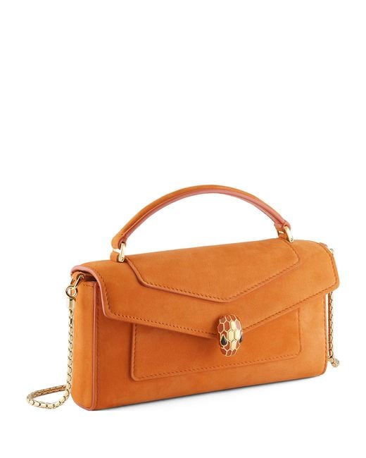 BVLGARI Orange Nubuck Serpenti Forever Phone Pouch