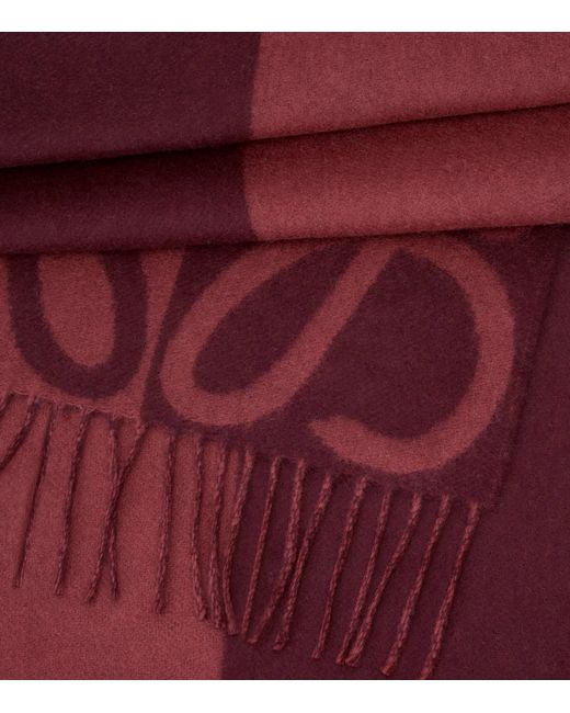 Loewe Red Wool-Cashmere Anagram Scarf