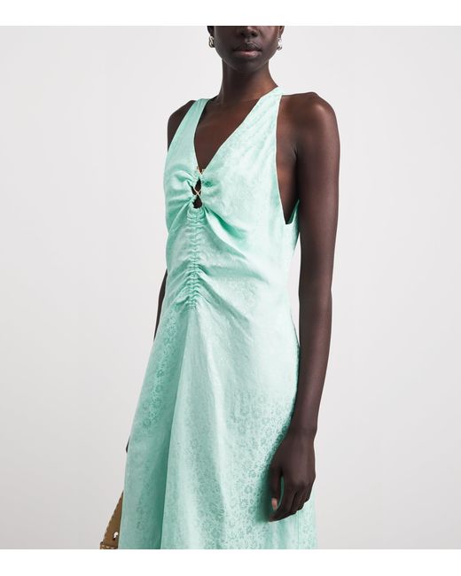 Sandro Blue Floral-Jacquard Maxi Dress