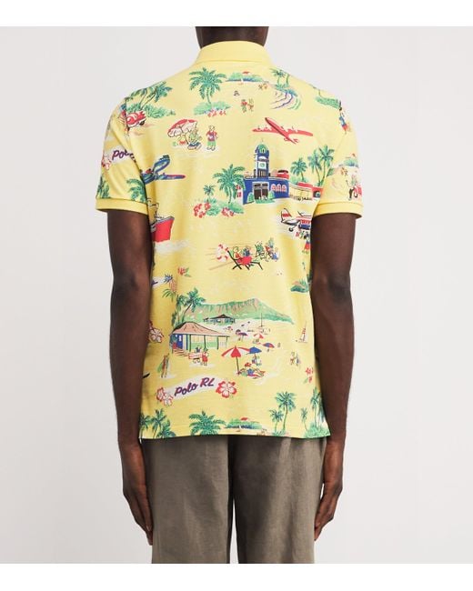 Polo Ralph Lauren Yellow Cotton Scenic Print Polo Shirt for men