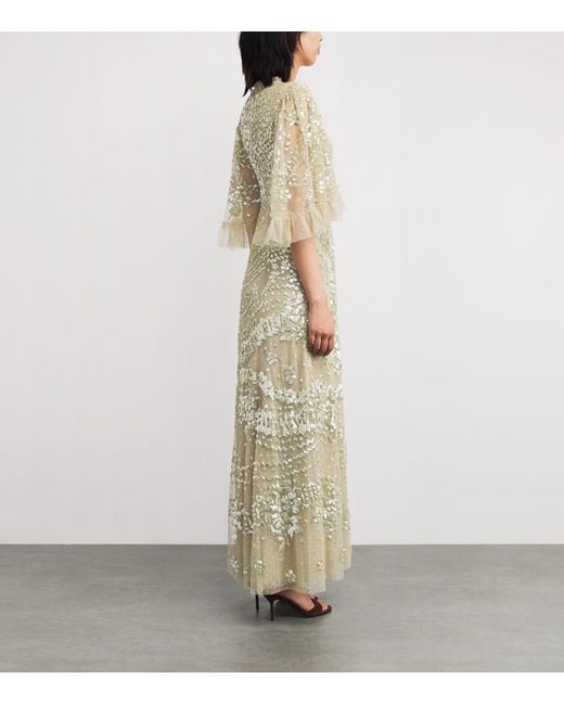 needle and thread gold sequin dress Needle & Thread Girls Raindrop Sequin Dress in Gold main image 0