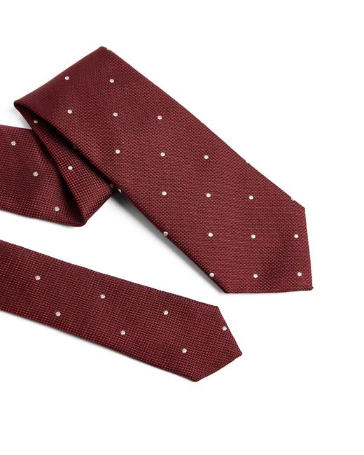 Emporio Armani Purple Silk Woven Polka-dot Tie for men