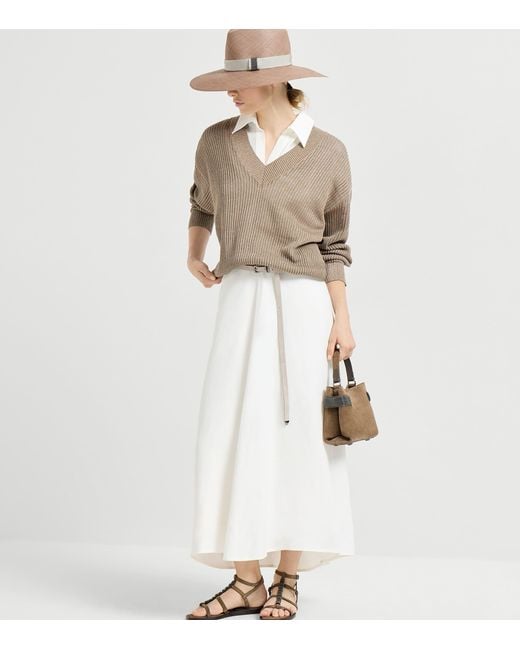 Brunello Cucinelli White Twill Maxi Dress