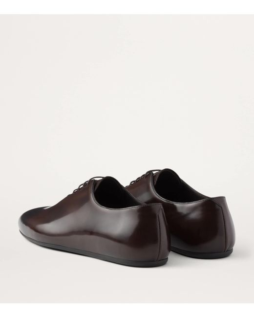 Prada Brown Leather Oxford Shoes for men