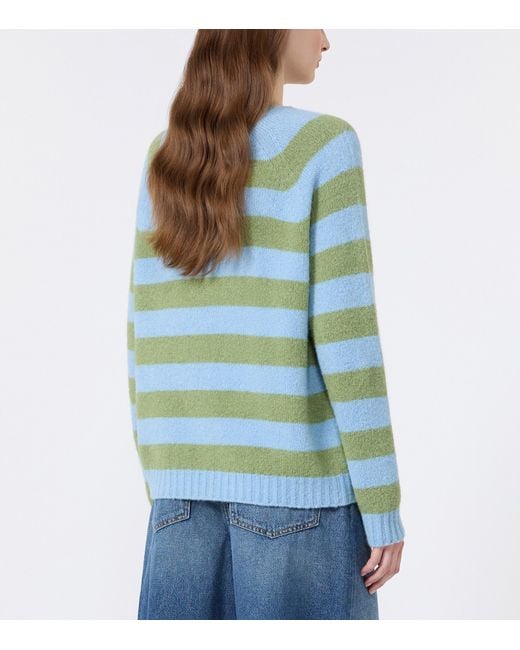 Weekend by Maxmara Green Stripe Crew-Neck Sweater