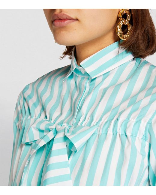 Patou Blue Cropped Bow-detail Shirt