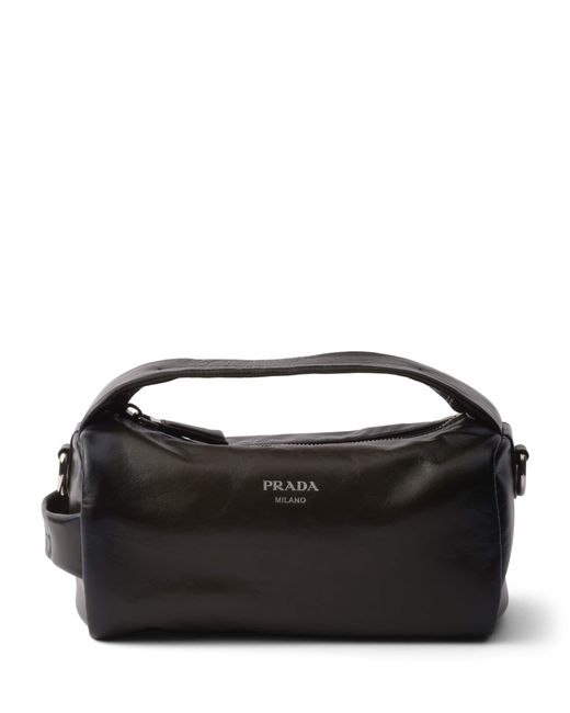 Prada Black Antiqued Leather Cross-Body Bag for men