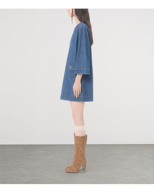 Valentino Blue Denim Shift Mini Dress