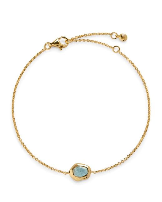 Monica Vinader Metallic Vermeil And Aquamarine Odyssey Gemstone Chain Bracelet