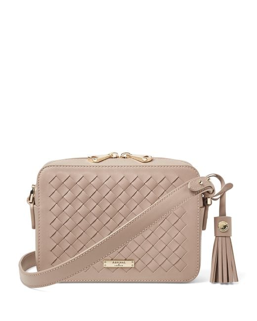 Aspinal Brown Leather Camera Cross-Body Bag