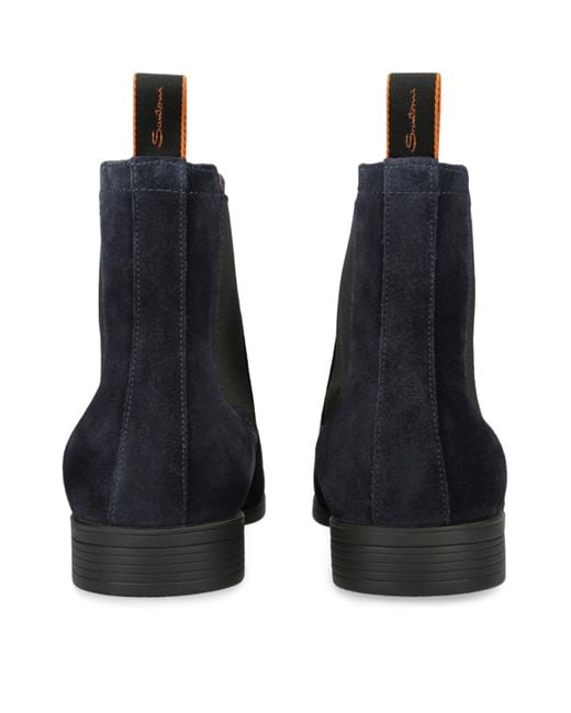 Santoni Blue Suede New Simon Boots for men