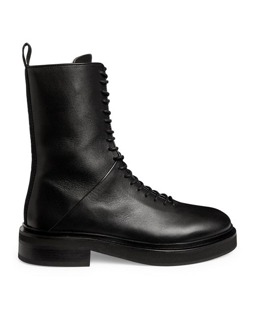 AllSaints Black Leather Mina Lace-up Boots