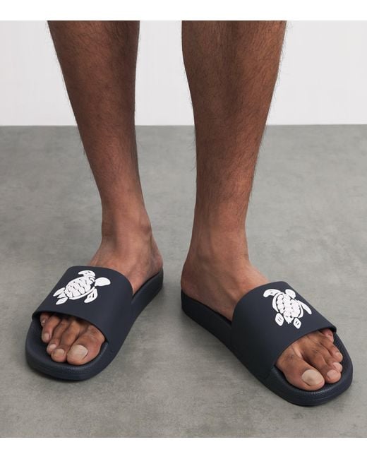 Vilebrequin Blue Tortue Slides for men