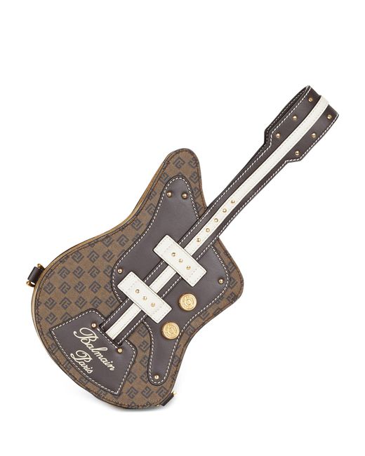 Balmain Brown Monogram Guitar Clutch Bag