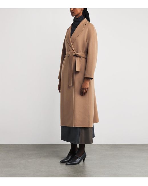 Max Mara Brown Virgin Wool Wrap Coat