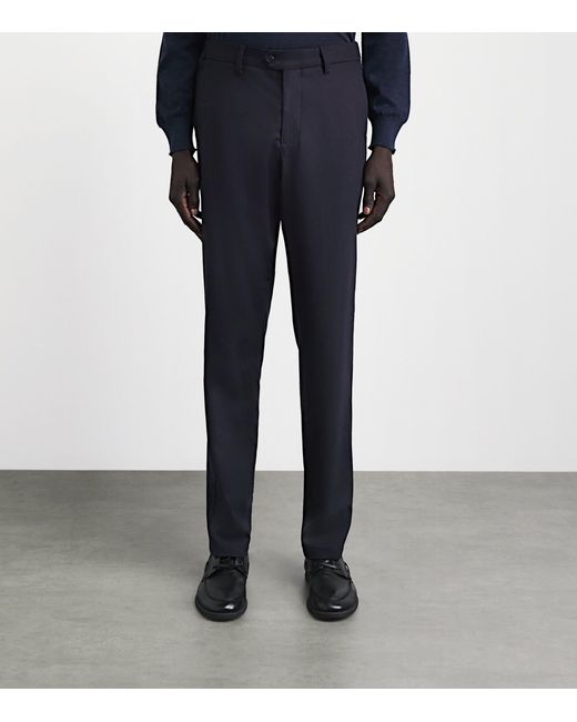 Marco Pescarolo Blue Stretch-Virgin Wool-Cashmere Trousers for men