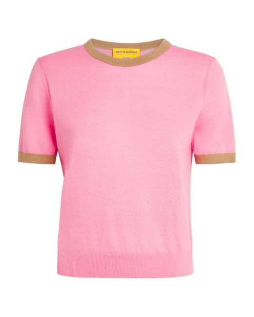 Guest In Residence Pink Cashmere Airy Ringer T-Shirt