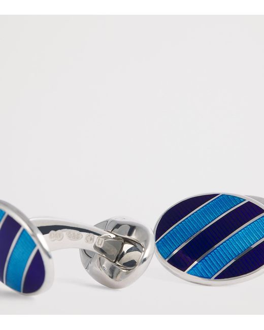 Deakin & Francis Blue Sterling Denim Enamel Cufflinks for men
