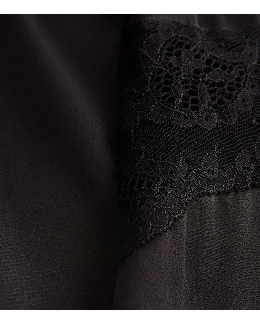 Gilda & Pearl Black Silk Lace-trim Rita Slip Dress