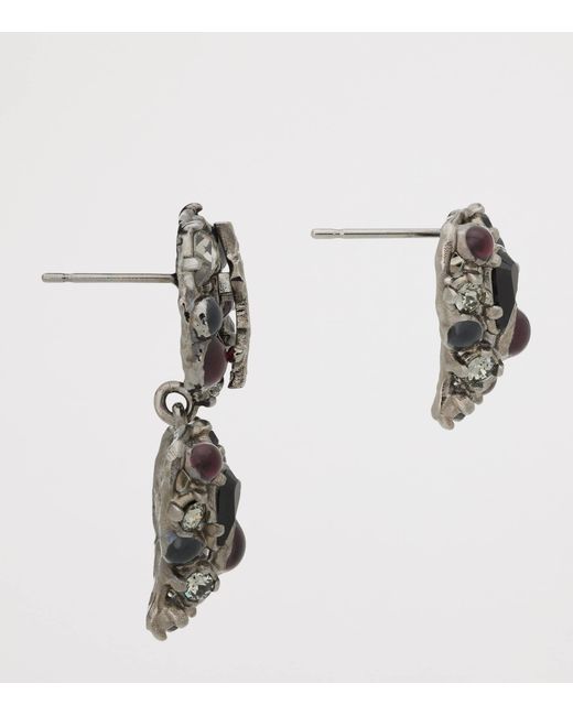 Saint Laurent Black Embellished Cassandre Earrings for men