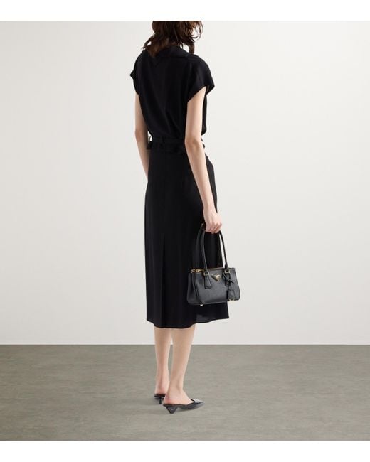 Prada Black Buckle-Detail Midi Skirt