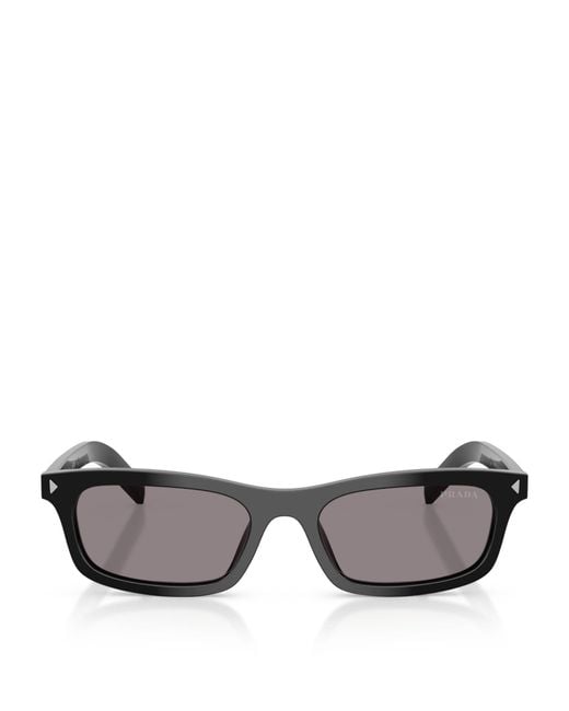Prada Gray Acetate Rectangle Sunglasses