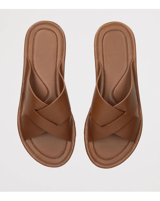 The Row Brown Malick Leather Sandals