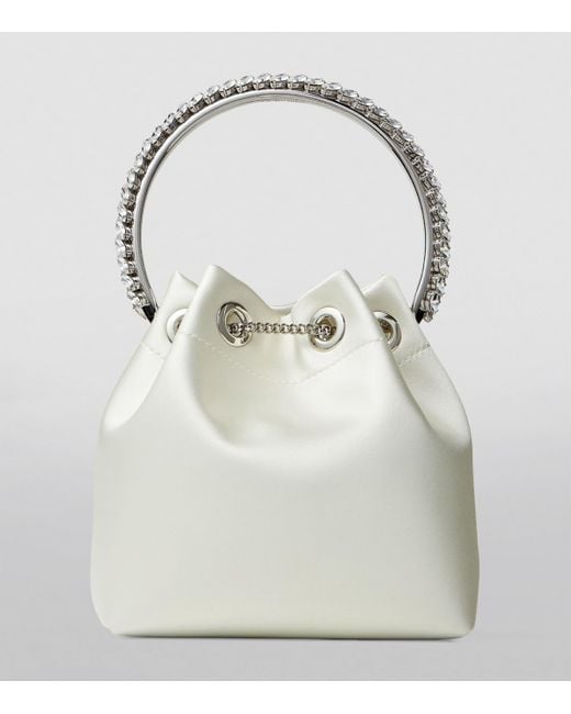 Jimmy Choo White Satin Bon Bon Top-Handle Bag