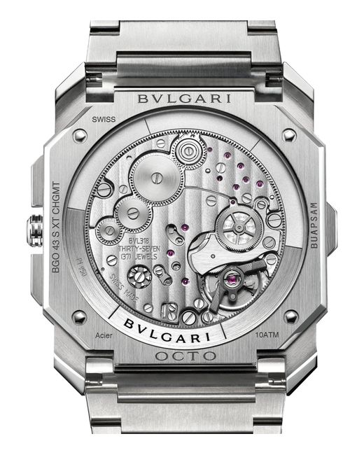 BVLGARI Gray Stainless Steel Octo Finissimo Chronograph Gmt Watch for men