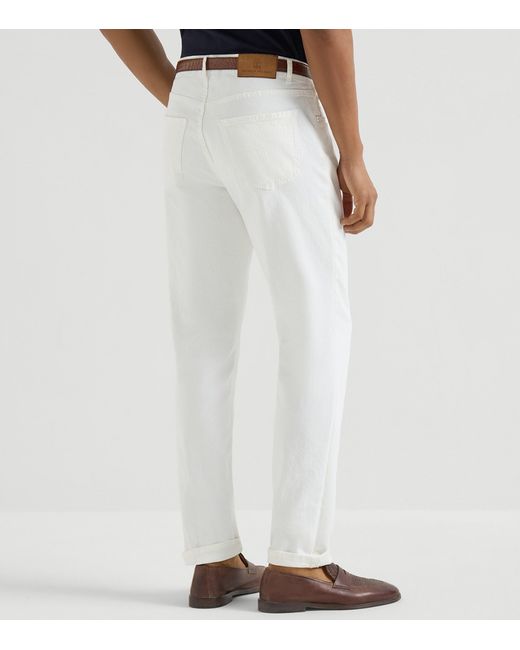 Brunello Cucinelli White Comfort Straight Jeans for men