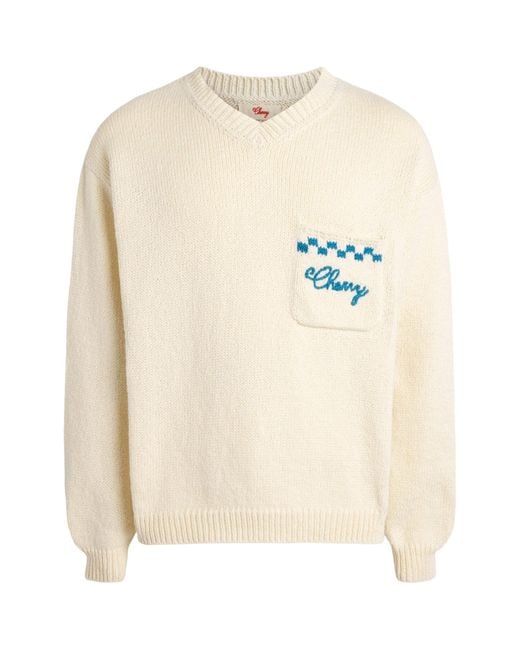 CHERRY LA White Cotton Motors Sweater for men