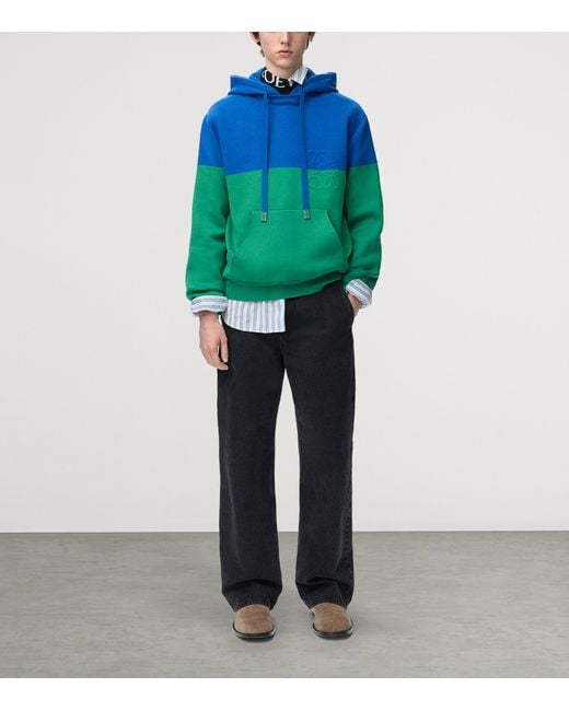 Loewe Blue Leather-Trim Straight Jeans for men