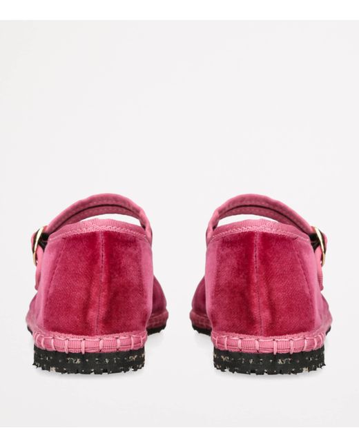 Flabelus Red Velvet Frances Mary Janes