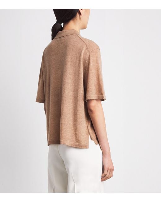 ME+EM Brown Cashmere Knit Short-Sleeve Shirt