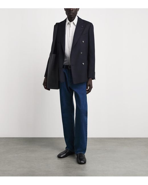 Lardini Blue Wool Double-Breasted Blazer for men