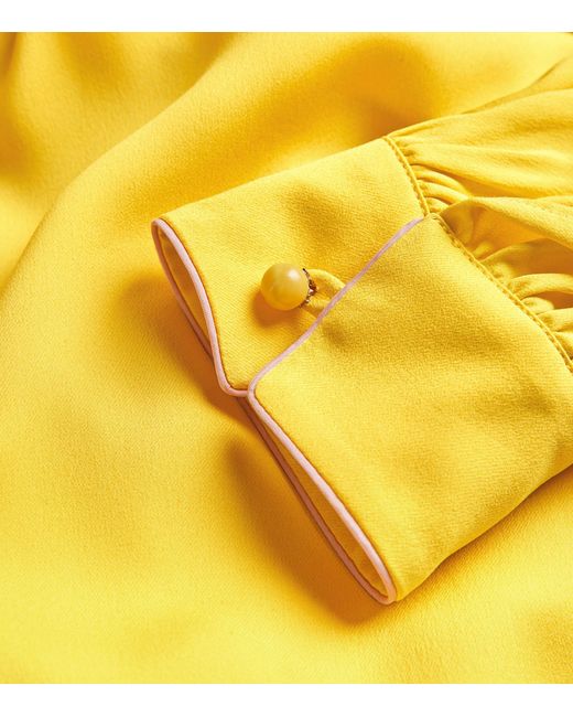Max Mara Yellow Silk Midi Shirt Dress