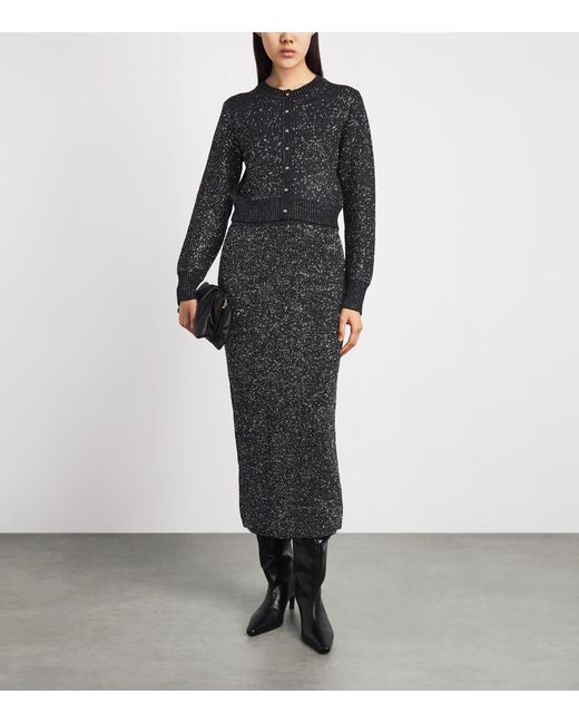 Toccin Gray Knitted Sequin Alisha Midi Skirt