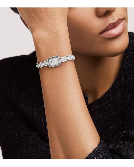 Chanel White Mini Steel, Ceramic And Diamond Première Watch
