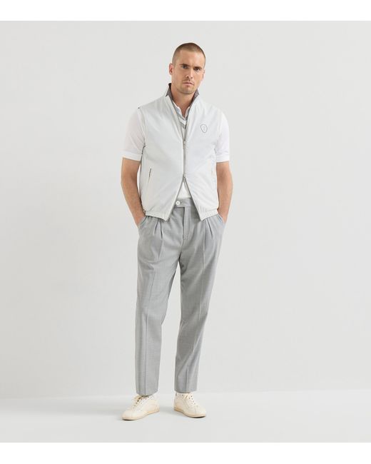 Brunello Cucinelli White Water-Resistant Crest Reversible Gilet for men