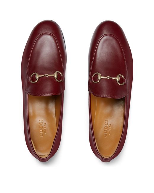 Gucci Red Leather Jordaan Loafers
