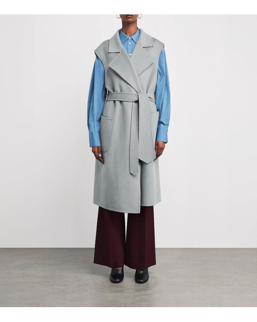 Wolk Morais Gray Cashmere Sleeveless On Set Wrap Coat