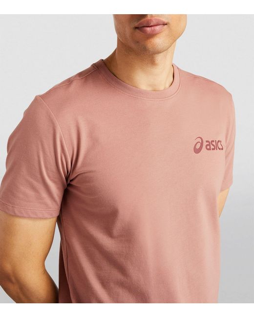 Asics Pink Small-logo T-shirt for men