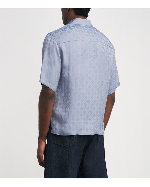 Sandro Blue Jacquard Cross Short-Sleeve Shirt for men