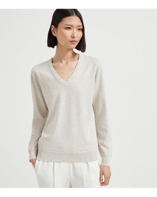 Brunello Cucinelli Natural Cashmere Monili-Detail Sweater