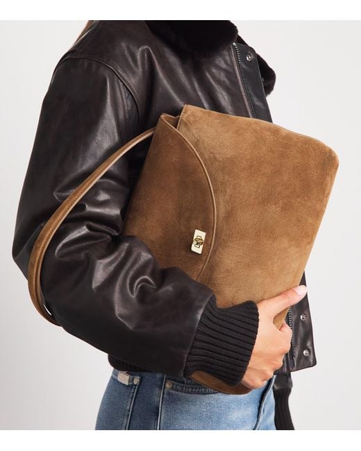 Sandro Brown Suede Le Grand Bazaar Top-Handle Bag